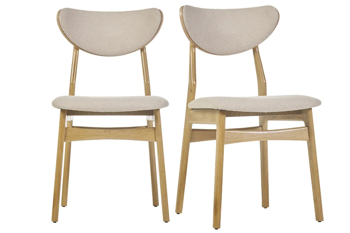 Hot Miliboo Set de 2 sillas nórdicas de tejido borreguillo beige y madera clara de haya maciza MAYA