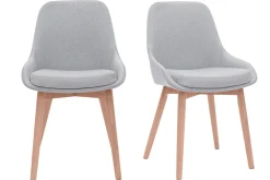 Flash Sale Miliboo Set de 2 sillas nórdicas de tela gris clara y madera clara maciza HOLO