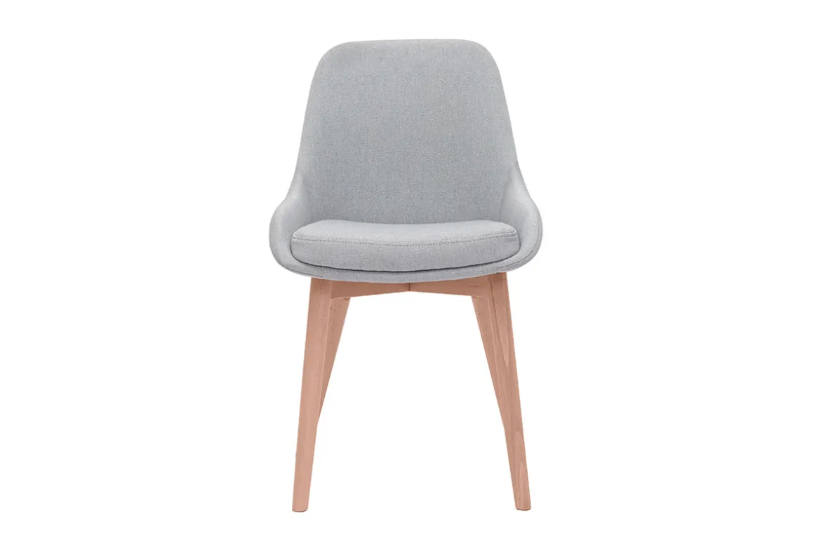 Flash Sale Miliboo Set de 2 sillas nórdicas de tela gris clara y madera clara maciza HOLO