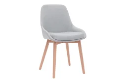 Flash Sale Miliboo Set de 2 sillas nórdicas de tela gris clara y madera clara maciza HOLO