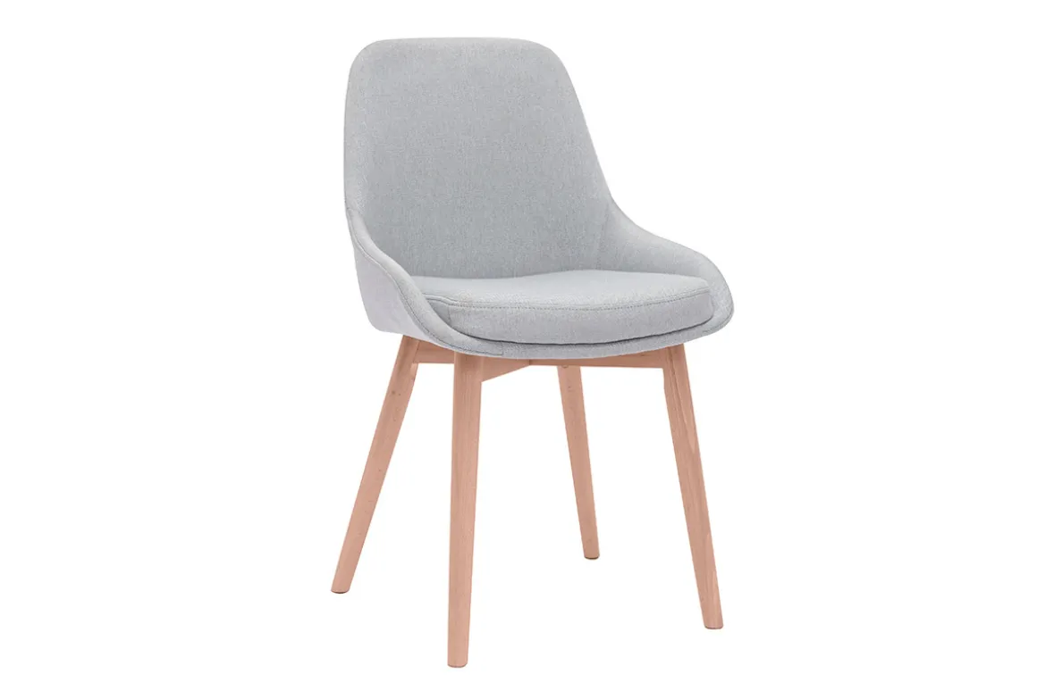 Flash Sale Miliboo Set de 2 sillas nórdicas de tela gris clara y madera clara maciza HOLO