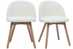 New Miliboo Set de 2 sillas nórdicas de borreguillo blanco y madera clara maciza CELESTE