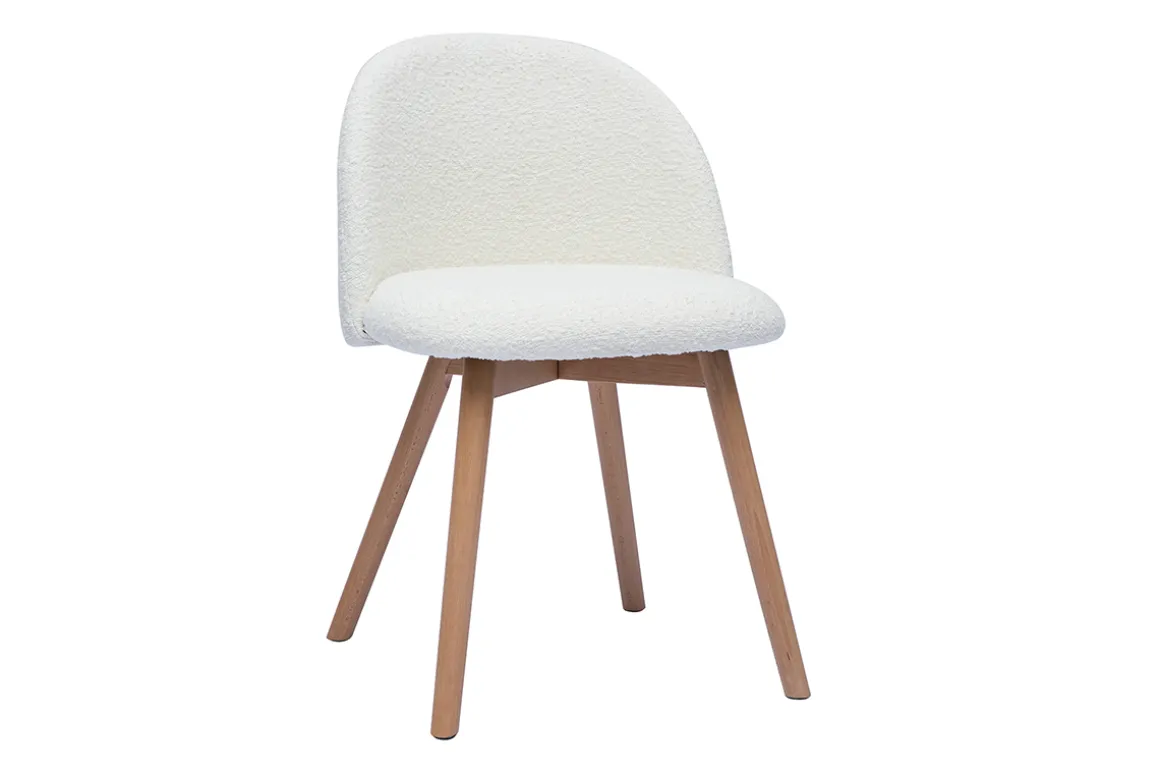 New Miliboo Set de 2 sillas nórdicas de borreguillo blanco y madera clara maciza CELESTE