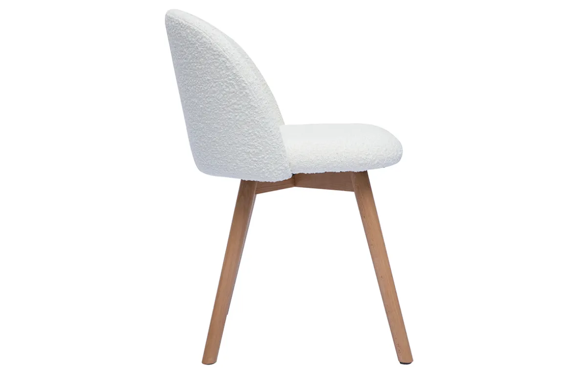 New Miliboo Set de 2 sillas nórdicas de borreguillo blanco y madera clara maciza CELESTE