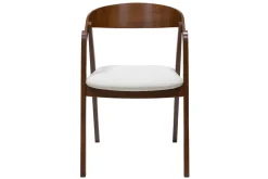 Shop Miliboo Set de 2 sillas vintage apilables de madera maciza teñida de nogal y borreguillo blanco LOVA