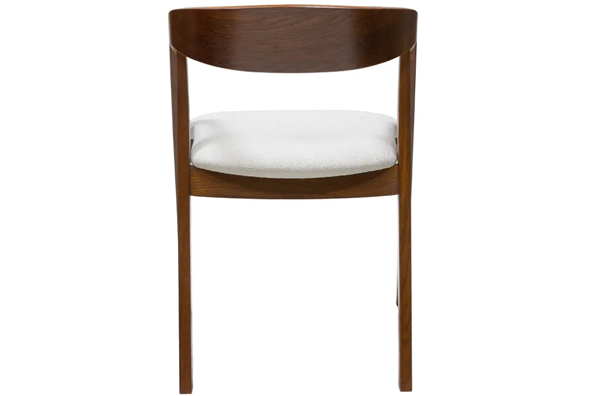 Shop Miliboo Set de 2 sillas vintage apilables de madera maciza teñida de nogal y borreguillo blanco LOVA