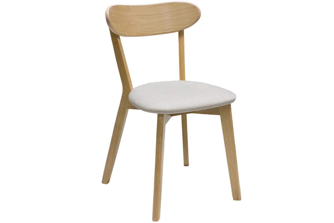 Best Sale Miliboo Set de 2 sillas vintage de madera de roble claro y tela beige DOVE