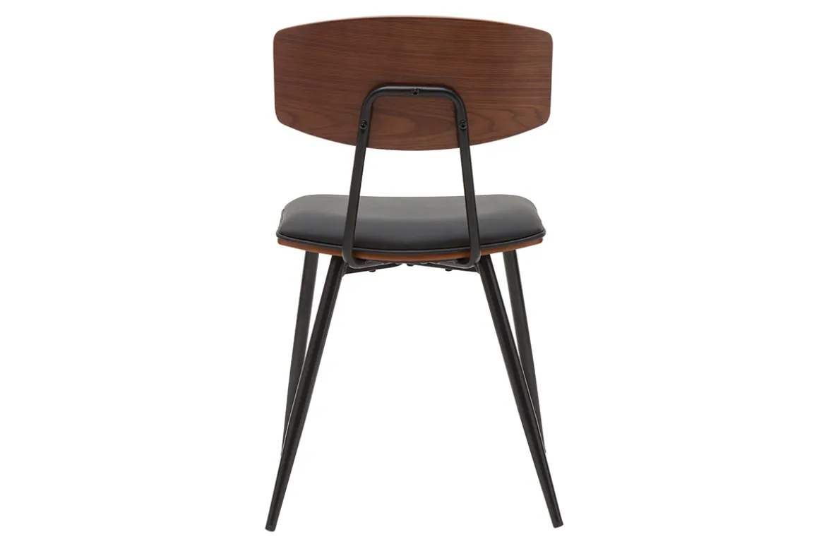 Sale Miliboo Set de 2 sillas vintage de madera de nogal oscuro con asiento negro y metal negro JOLINE