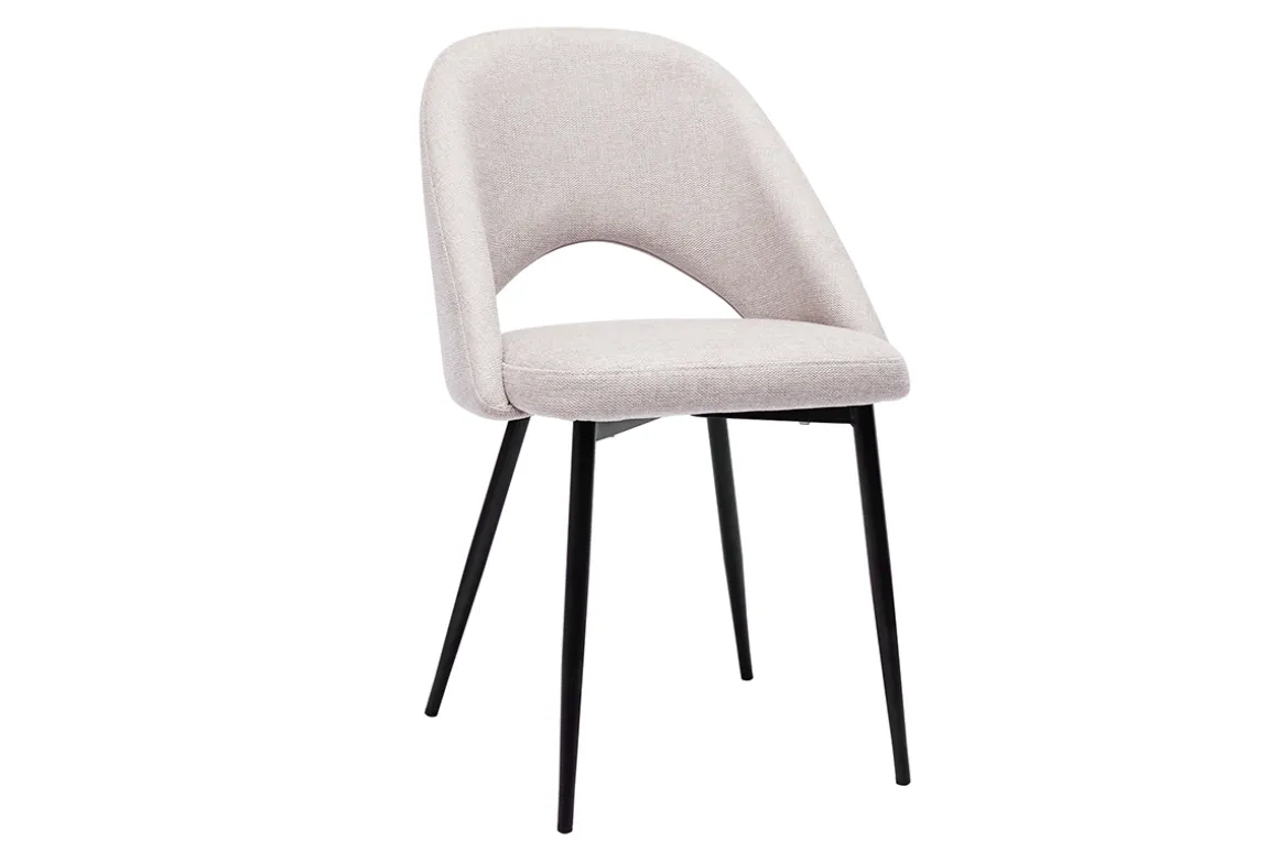 Cheap Miliboo Set de 2 sillas vintage de tejido efecto aterciopelado texturizado beige y metal negro COSETTE