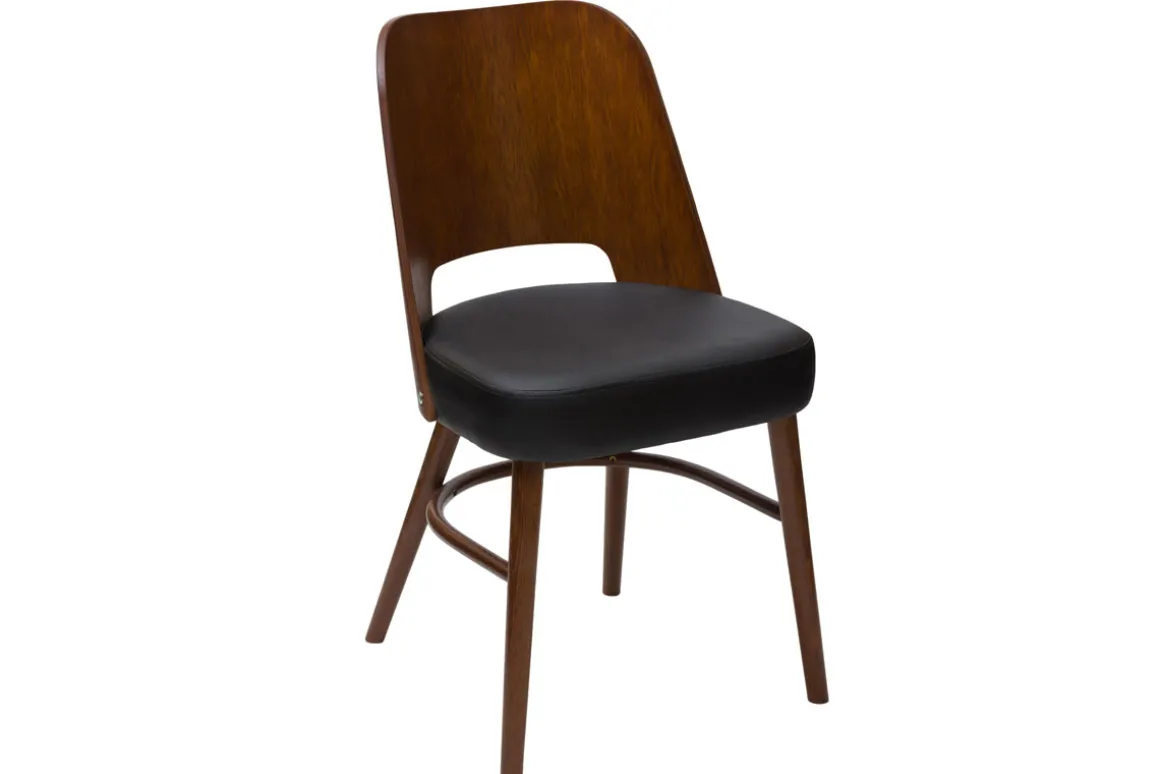 Shop Miliboo Set de 2 sillas vintage de nogal con asiento negro EDITO