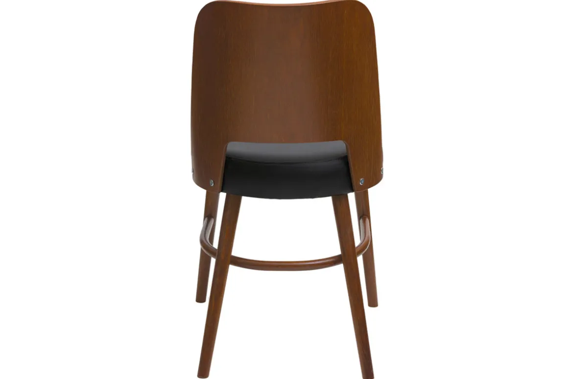 Shop Miliboo Set de 2 sillas vintage de nogal con asiento negro EDITO
