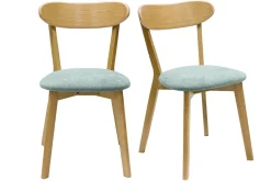 Fashion Miliboo Set de 2 sillas vintage de madera de roble claro y tela efecto aterciopelado verde celadón DOVE