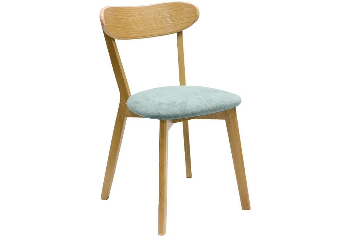 Fashion Miliboo Set de 2 sillas vintage de madera de roble claro y tela efecto aterciopelado verde celadón DOVE