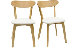 Online Miliboo Set de 2 sillas vintage de madera de roble claro y borreguillo DOVE