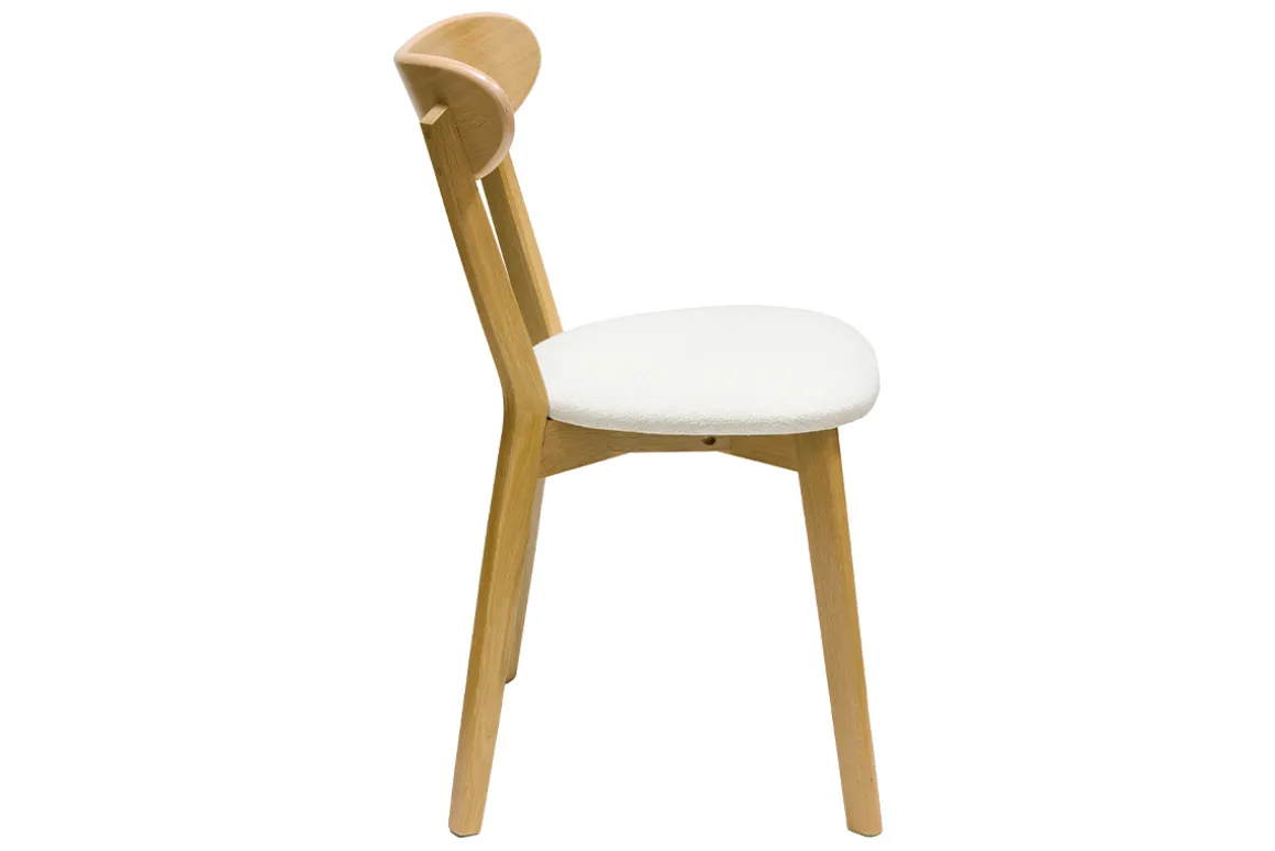 Online Miliboo Set de 2 sillas vintage de madera de roble claro y borreguillo DOVE