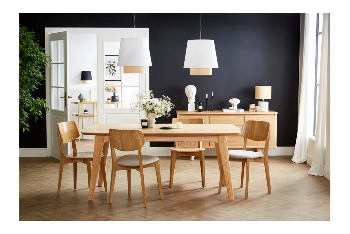 Flash Sale Miliboo Set de 2 sillas vintage de madera de roble claro y borreguillo LUCIA