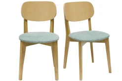 Flash Sale Miliboo Set de 2 sillas vintage de madera de roble claro y tela efecto aterciopelado verde celadón LUCIA