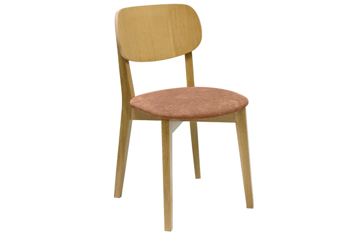 Outlet Miliboo Set de 2 sillas vintage de madera de roble claro y tela efecto aterciopelado terracota LUCIA