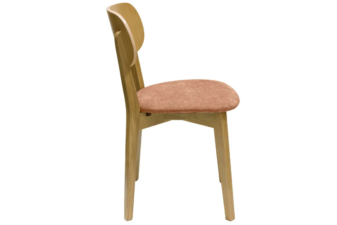 Outlet Miliboo Set de 2 sillas vintage de madera de roble claro y tela efecto aterciopelado terracota LUCIA