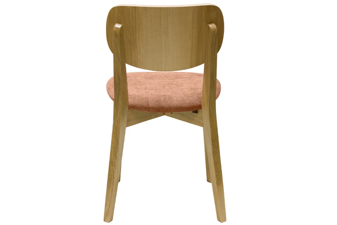 Outlet Miliboo Set de 2 sillas vintage de madera de roble claro y tela efecto aterciopelado terracota LUCIA