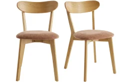 Best Miliboo Set de 2 sillas vintage de madera de roble claro y tela efecto aterciopelado texturizado DOVE