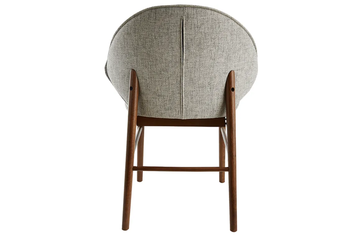 Best Sale Miliboo Set de 2 sillas vintage de tela gris claro y patas de nogal SPIKE
