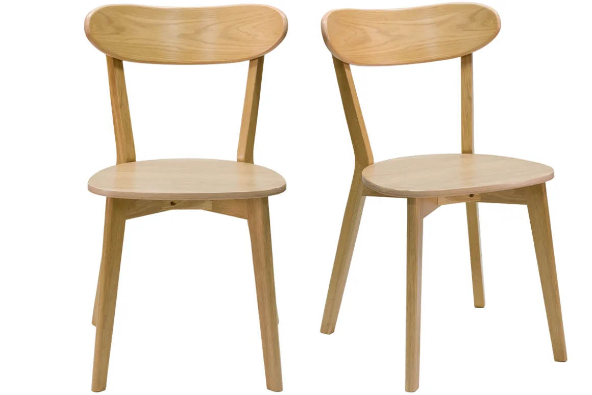 Shop Miliboo Set de 2 sillas vintage de madera de roble claro DOVE