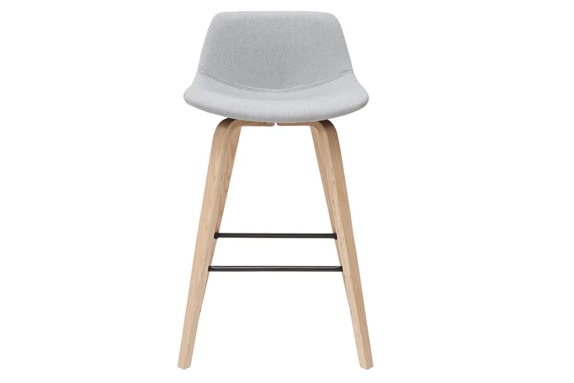 Store Miliboo Set de 2 taburetes de cocina nórdicos gris claro y madera 65 cm NONIE