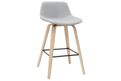 Store Miliboo Set de 2 taburetes de cocina nórdicos gris claro y madera 65 cm NONIE