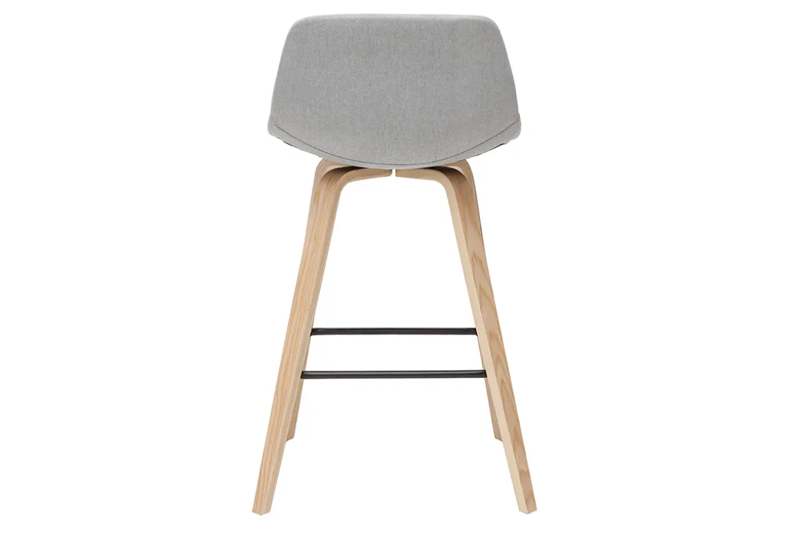 Store Miliboo Set de 2 taburetes de cocina nórdicos gris claro y madera 65 cm NONIE