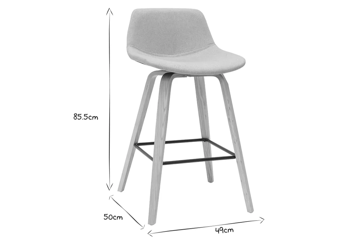 Store Miliboo Set de 2 taburetes de cocina nórdicos gris claro y madera 65 cm NONIE