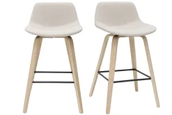 Sale Miliboo Set de 2 taburetes de cocina nórdicos beige y madera clara 65 cm NONIE