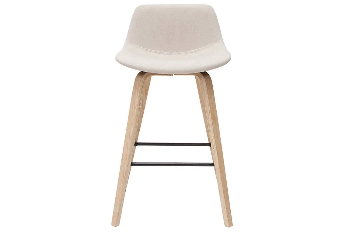 Sale Miliboo Set de 2 taburetes de cocina nórdicos beige y madera clara 65 cm NONIE