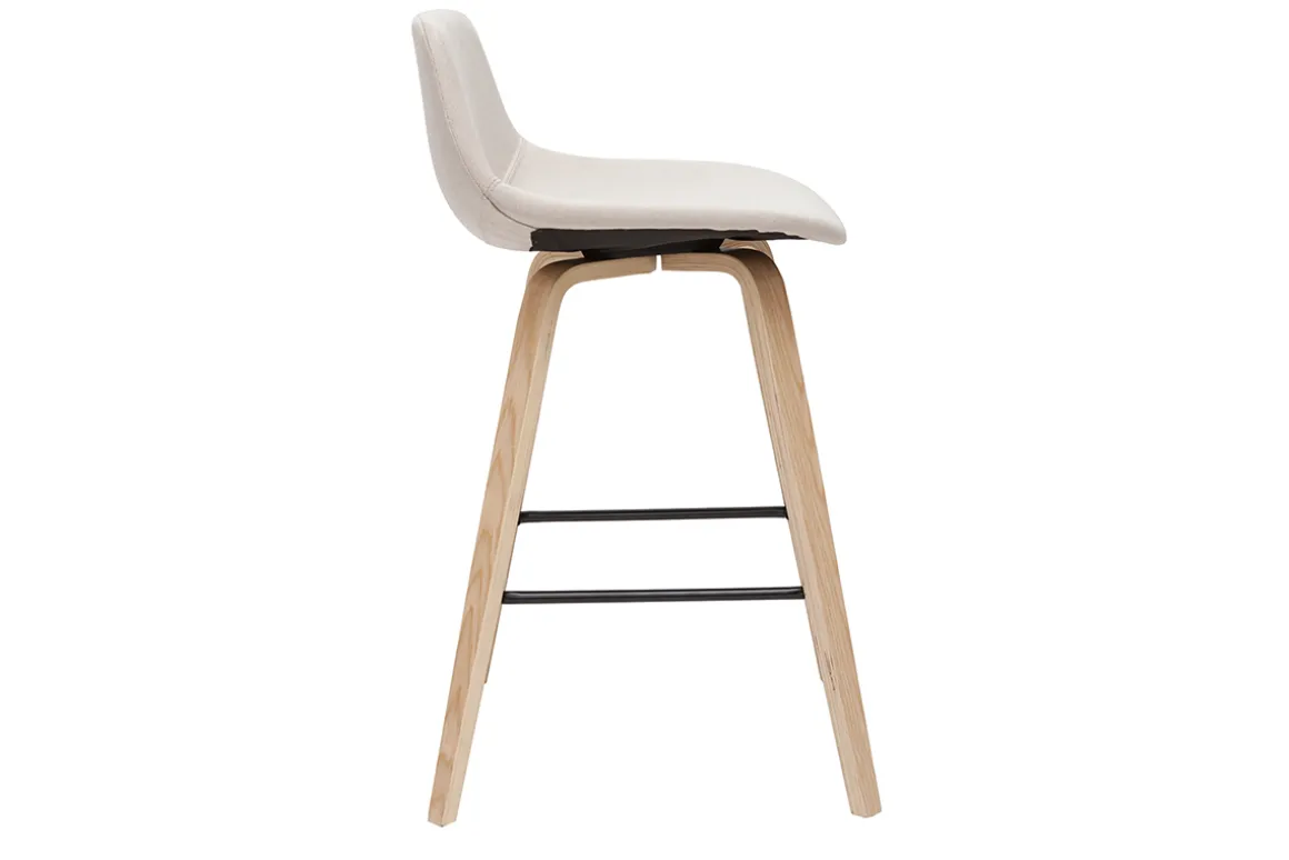 Sale Miliboo Set de 2 taburetes de cocina nórdicos beige y madera clara 65 cm NONIE