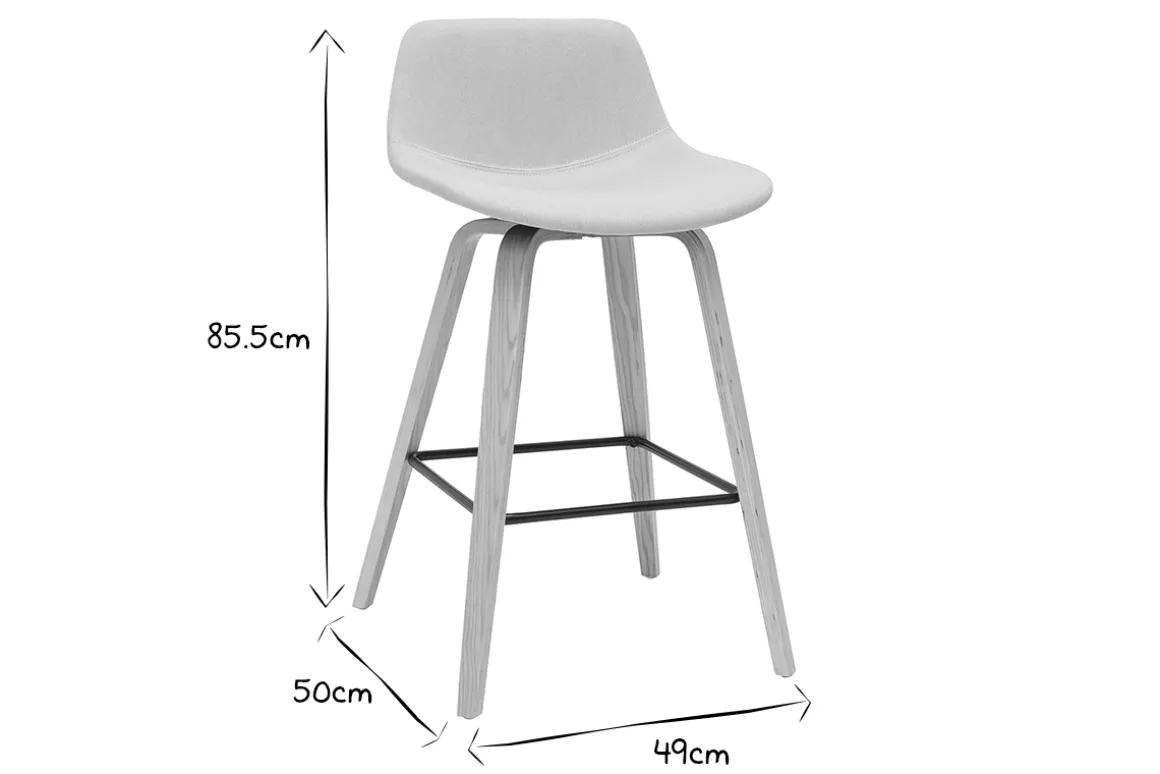 Sale Miliboo Set de 2 taburetes de cocina nórdicos beige y madera clara 65 cm NONIE