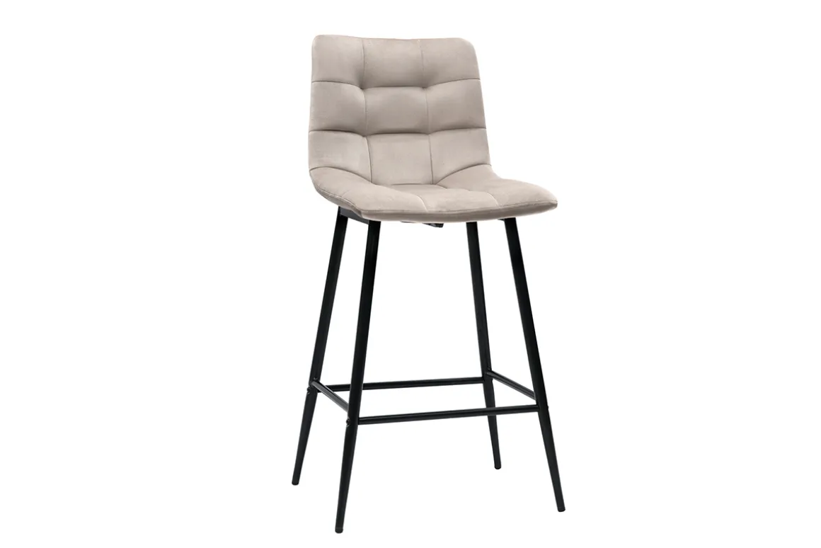Best Sale Miliboo Set de 2 taburetes de cocina de diseño de terciopelo topo 65 cm MAXWELL