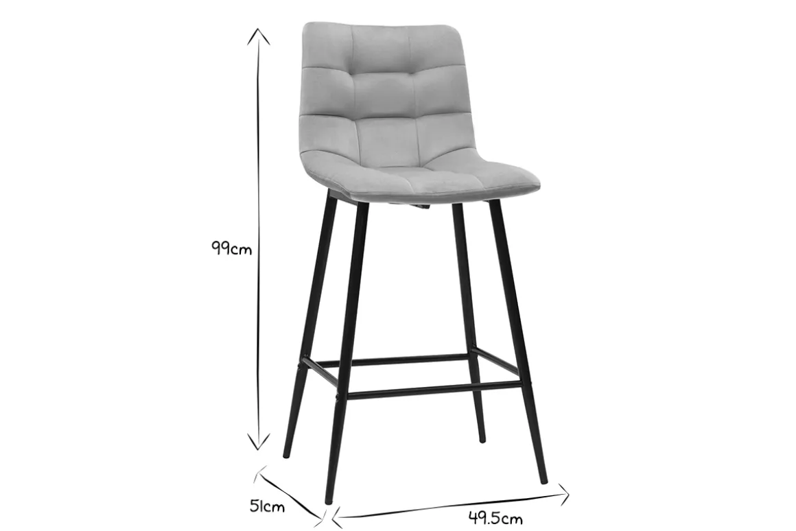 Best Sale Miliboo Set de 2 taburetes de cocina de diseño de terciopelo topo 65 cm MAXWELL