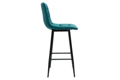 Outlet Miliboo Set de 2 taburetes de cocina de diseño de terciopelo azul petróleo 65 cm MAXWELL