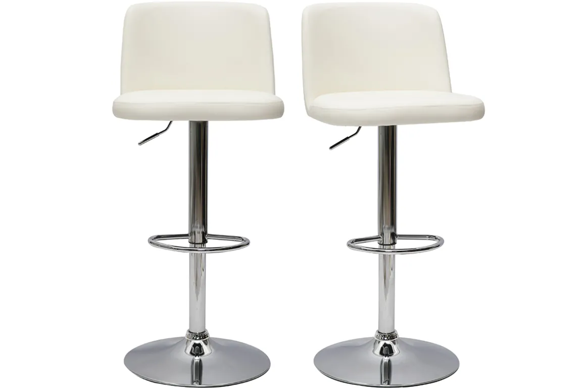 Fashion Miliboo Set de 2 taburetes de cocina de diseño regulables blanco MONTI
