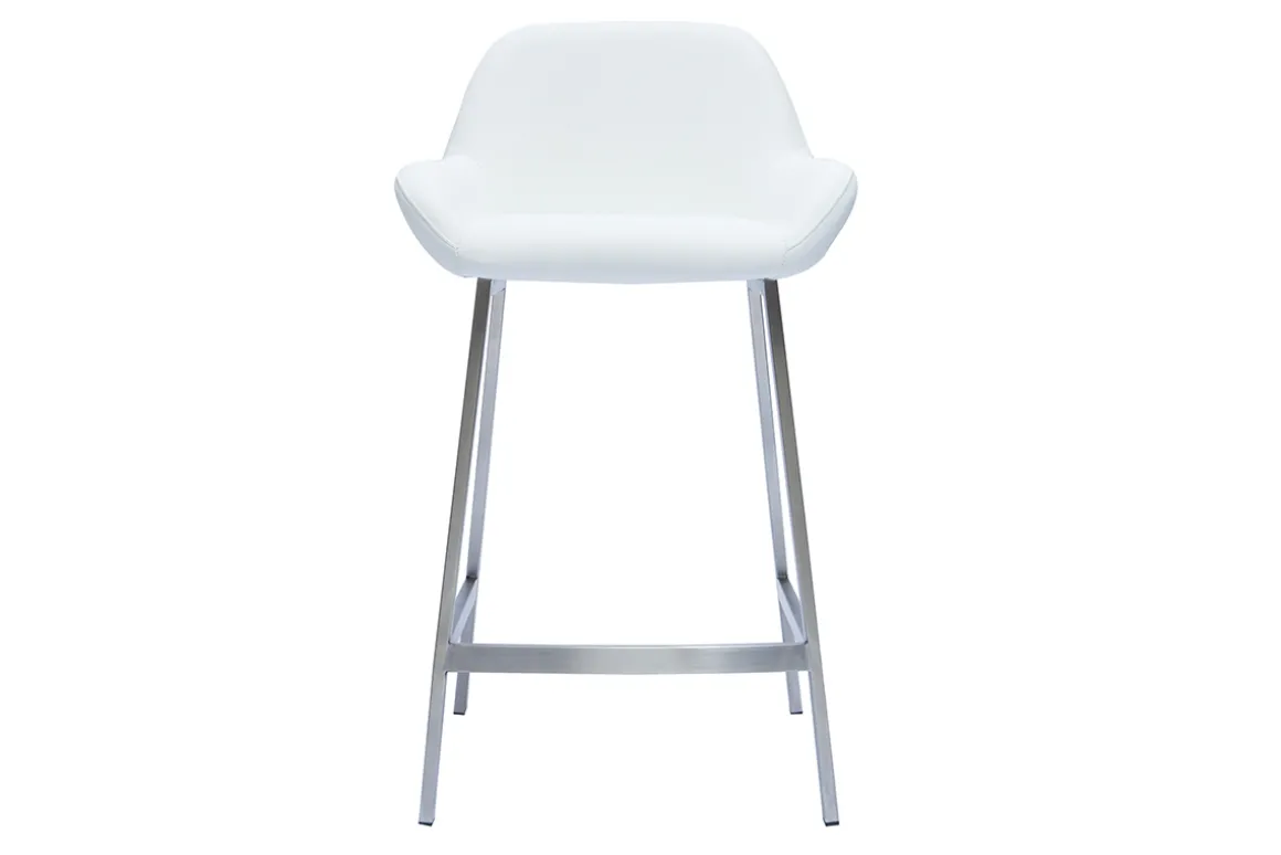 New Miliboo Set de 2 taburetes de cocina de diseño blancos con pie de metal RINGER