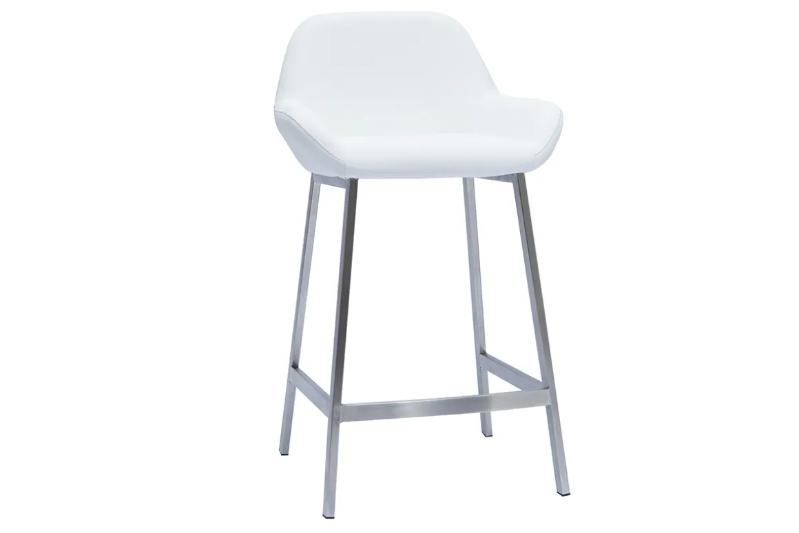 New Miliboo Set de 2 taburetes de cocina de diseño blancos con pie de metal RINGER