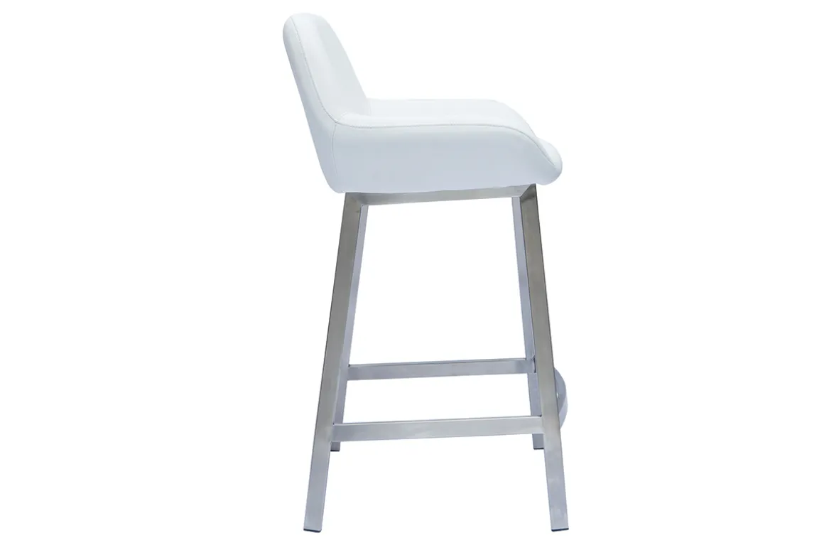New Miliboo Set de 2 taburetes de cocina de diseño blancos con pie de metal RINGER