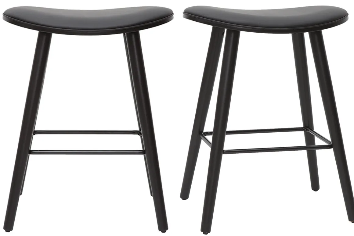 Online Miliboo Set de 2 taburetes de cocina de diseño negro 65 cm MEADOW