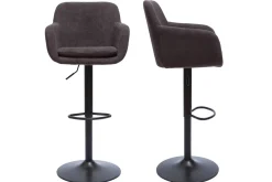 Outlet Miliboo Set de 2 taburetes de cocina regulables efecto aterciopelado gris oscuro AMIKA