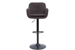 Outlet Miliboo Set de 2 taburetes de cocina regulables efecto aterciopelado gris oscuro AMIKA