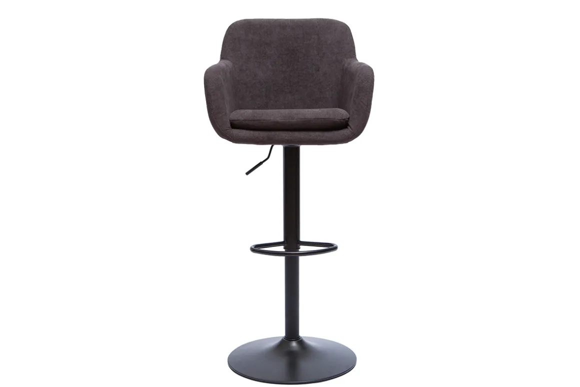 Outlet Miliboo Set de 2 taburetes de cocina regulables efecto aterciopelado gris oscuro AMIKA