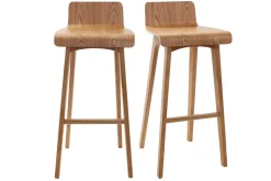 New Miliboo Set de 2 taburetes de cocina nórdicos de madera clara 75 cm BALTIK