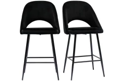 Clearance Miliboo Set de 2 taburetes de cocina de terciopelo negro y metal 65 cm COSETTE