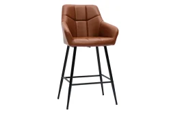 Best Sale Miliboo Set de 2 taburetes de cocina con asiento acolchado marrón y metal negro 65 cm MONTERO