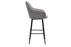 Sale Miliboo Set de 2 taburetes de cocina con asiento acolchado de tela efecto aterciopelado texturizado gris y metal negro 65 cm MONTERO